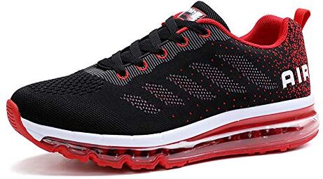 gojiang Uomo Donna Scarpe da Ginnastica Sportive Sneakers Sport Running Basse Basket Outdoor Fitness Black Red 42