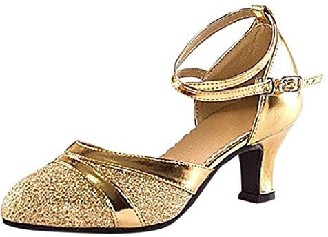 SZZY Scarpe da ballo da donna per sala da ballo tango latino salsa scarpe da ballo con paillettes scarpe da ballo sociale 6 (oro, 5.5)