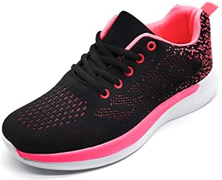 P&L Scarpe Sportive da Donna Traspiranti Leggere in Rete per la Corsa a Piedi di Lavoro, Nero Rosa, 40