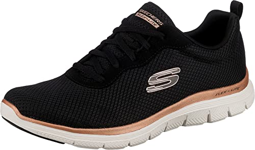 Skechers Flex Appeal 4.0 Brilliant View, Scarpe da ginnastica Donna, Black Mesh Rose Gold Trim, 40 EU