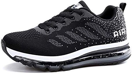 gojiang Uomo Donna Scarpe da Ginnastica Sportive Sneakers Sport Running Basse Basket Outdoor Fitness Black White 38