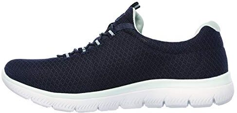 Skechers Summits, Scarpe da Ginnastica Donna, Blu Navy Mesh Aqua Trim, 43 EU Larga