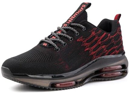 Hitmars Scarpe Ginnastica Uomo Donna Scarpe da Running Corsa Leggere Traspiranti Lacci Sneakers Fitness Sportive Jogging Outdoor A Rosso EU 43