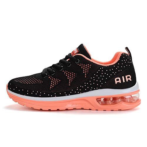 sotirsvs Uomo Donna Air Scarpe Running Sneakers da Ginnastica Corsa Casual da Fitness Scarpe da Tennis Jogging Sportive Arancio Nero Trasparente 38 EU