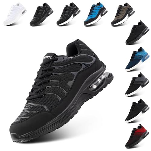 Hitmars Scarpe Running Uomo Donna Scarpe da Corsa Sportive Scarpe da Ginnastica Air Sneaker Palestra Camminata Traspiranti Jogging Fitness Nero EU 43