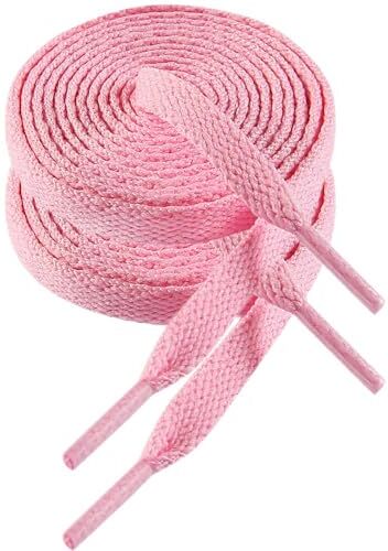 VSUDO 130 cm Lacci per Scarpe Rosa Piatti da Ginnastica, Lacci Sneakers Rosa Larghi 8mm, Light Pink Shoelace, Stringhe Scarpe da Ginnastica, Lacci per Scarpe Sportive di Ricambio (1 Paio-Rosa-130cm)