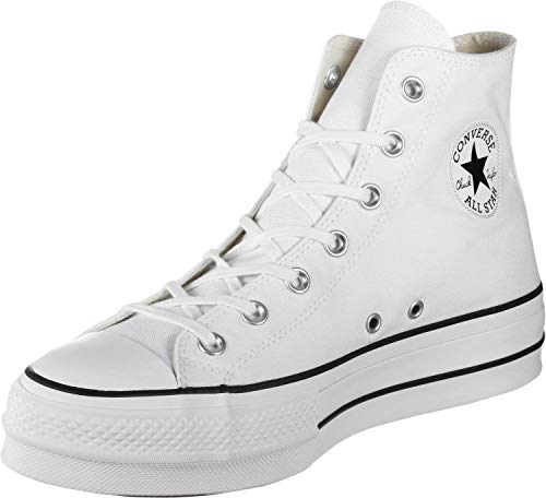 Converse Chucks Plateau Bianco 560846C Chuck Taylor all Star Lift Hi Bianco Nero Bianco, Taglia:37