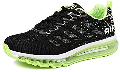 gojiang Uomo Donna Scarpe da Ginnastica Sportive Sneakers Sport Running Basse Basket Outdoor Fitness Black Green 41