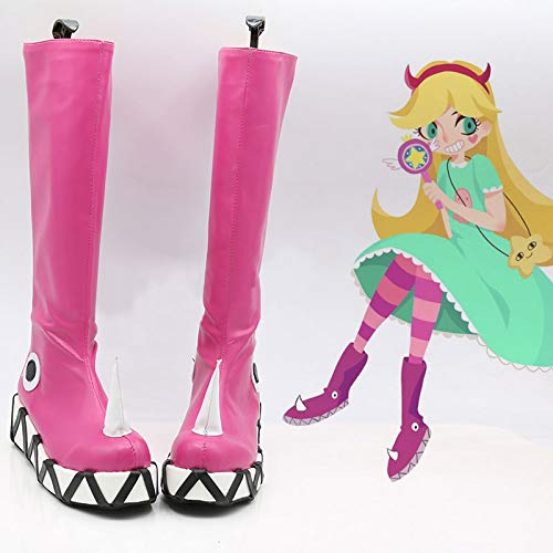 FZYUYU Anime Cosplay Parrucca Anime Star Vs Cosplay Scarpe Le Forze del Male Donne Cosplay Stivali Principessa Stella Farfalla Rosa Taglia Europea 38