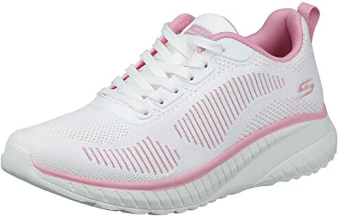 Skechers Bobs Squad Caos, Scarpe da ginnastica Donna, Maglia Bianca Rosa Ingegnerizzata, 40 EU