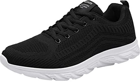 SZZY Moda uomo maglia alpinismo casual scarpe sportive stringate tinta unita corsa traspirante fondo morbido scarpe da ginnastica da uomo (nero, 8)