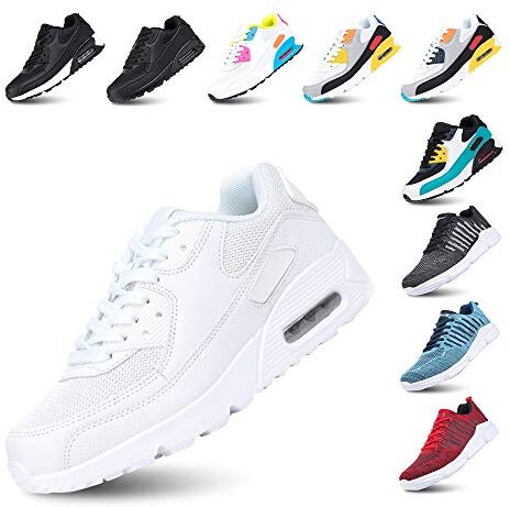 Hitmars Scarpe Running Uomo Donna Ginnastica Sneaker Leggere Traspirante Outdoor Sportive Calzature da Corsa Pallavolo Tennis Bianco 36