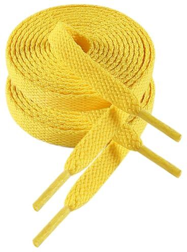 VSUDO 110 cm Lacci per Scarpe Giallo Piatti da Ginnastica, Lacci Sneakers Giallo Larghi 8mm, Yellow Shoelace, Stringhe Scarpe da Ginnastica, Lacci per Scarpe Sportive di Ricambio (1 Paio-Giallo-110cm)