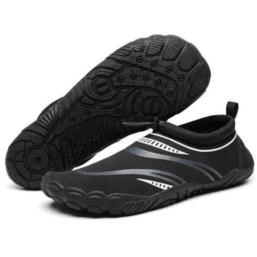 Mishansha Scarpette da Scoglio Donna Scarpe Mare Scogli Asciugatura Rapida Scarpe Barefoot Shoes Traspiranti Scarpe Spiaggia Leggere Scarpe a Piedi Nudi Super Nero,Gr.40