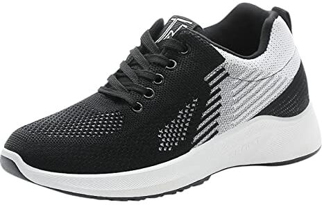 SZZY Scarpe da donna traspiranti con lacci, casual, unisex, leggere, da lavoro, sportive, traspiranti, antiscivolo, da lavoro 300, da donna (nero, 5,5)