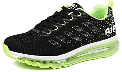 snugnap Scarpe Ginnastica Uomo Donna Running Corsa Basse Sportive Leggere Comode Sneakers Fitness Tennis Interior Casual all'Aperto Nero Bianche Blu 833BlackGreen-36