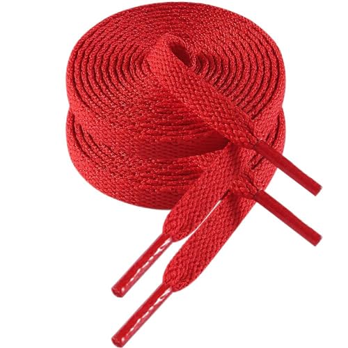 VSUDO 160 cm Lacci per Scarpe Rosso Piatti da Ginnastica, Lacci Sneakers Rosso Larghi 8mm, Red Shoelace, Stringhe Scarpe da Ginnastica, Lacci per Scarpe Sportive di Ricambio (1 Paio-Rosso-160cm)