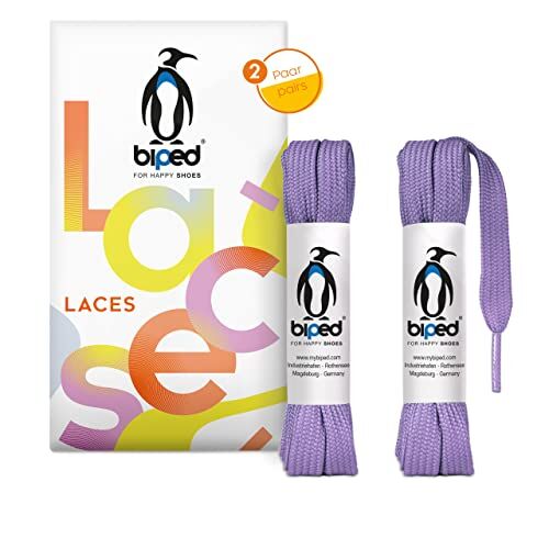 biped LACES 2 paia di lacci piatti in poliestere, larghi 10 mm lacci per scarpe da ginnastica e sportive resistenti agli strappi e lavabili z2913(#10 light purple,110 cm)