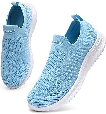 HKR Scarpe da Corsa su Strada Donna Leggere Camminata Senza Lacci Ginnastica Sneakers Azzurro 40 EU