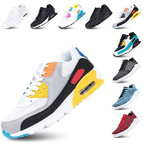 Hitmars Scarpe Running Uomo Donna Ginnastica Sneaker Leggere Traspirante Outdoor Sportive Calzature da Corsa Pallavolo Tennis F-BianoGiallo 42