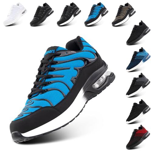 Hitmars Scarpe Running Uomo Donna Scarpe da Corsa Sportive Scarpe da Ginnastica Air Sneaker Palestra Camminata Traspiranti Jogging Fitness Blu EU 44