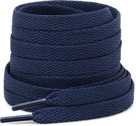 Stepace 2 Paia di Lacci Piatti per Scarpe, Lacci di Ricambio Premium da 8 mm (Larghezza) per Scarpe da Ginnastica, Scarpe Sportive e Casual Navy 100cm