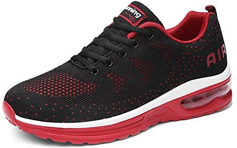 gojiang Scarpe da Ginnastica Uomo Donna Sportive Sneakers Running Basse Basket Sport Outdoor Fitness BlackRed38