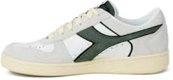 Diadora Magic Basket Low Suede Leather, Scarpe da Ginnastica Unisex-Adulto, White/Dark Forest, 37 EU