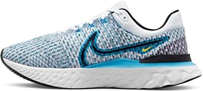 Nike React Infinity Run FK 3, Sneaker Uomo, White/Black-Blue Orbit-Chlorine Blue, 42 EU