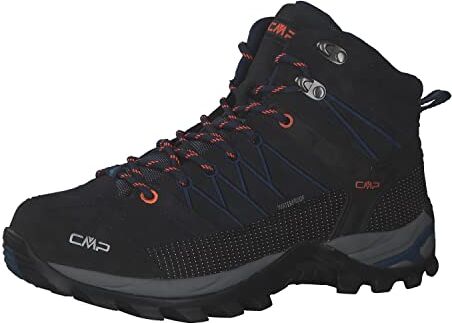 CMP RIGEL MID TREKKING SHOES WP, Scarpe da Trekking Uomo, B.Blue-Flash Orange, 43 EU