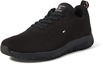 Tommy Hilfiger Sneakers da Runner Uomo Corporate Knit Rib Runner Scarpe Sportive, Nero (Black), 46 EU