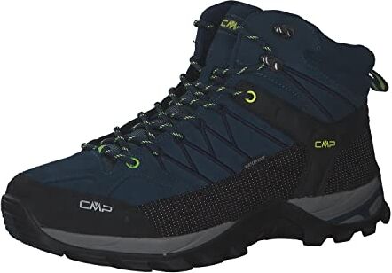 CMP RIGEL MID TREKKING SHOES WP, Scarpe da Trekking Uomo, Blue Ink-Yellow Fluo, 45 EU