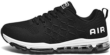 sotirsvs Uomo Donna Air Scarpe Running Sneakers da Ginnastica Corsa Casual da Fitness Scarpe da Tennis Jogging Sportive Nero Bianco Nero 43 EU