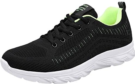 SZZY Moda uomo maglia alpinismo casual scarpe sportive stringate tinta unita corsa traspirante fondo morbido scarpe da ginnastica da uomo (verde, 7.5)