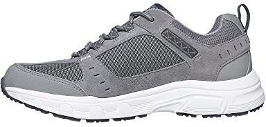 Skechers Oak Canyon, Sneaker Uomo, Gray Leather Pu Mesh White Trim, 39.5 EU