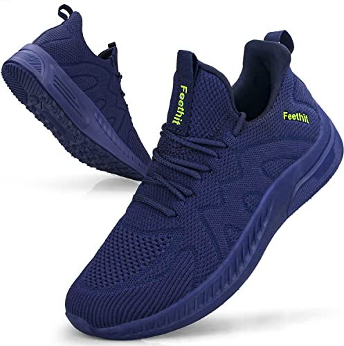 Feethit Sneakers Uomo Scarpe Running Corsa Ginnastica Camminata Casual Jogging Trekking Tennis Outdoor Fitness Sportive Palestra Scarpe da LavoroTraspiranti Blu Scuro 44 EU