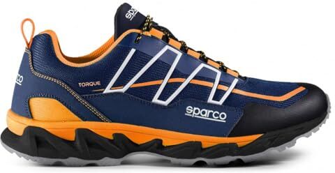 Sparco Torque Scarpe Occupational Senza Puntale Senza Lamina O1 Sra Blu Marine-Arancio Fluo, 47 EU