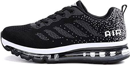 sotirsvs Uomo Donna Air Scarpe Running Sneakers da Ginnastica Corsa Casual da Fitness Scarpe da Tennis Jogging Sportive Nero Bianco 34 EU