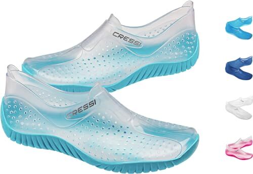 Cressi Water Shoes, Scarpette Sportive Uso Acquatico/Mare/Spiaggia Adulti, Ragazzi e Bambini, Trasparente/Azzurro, 39 EU