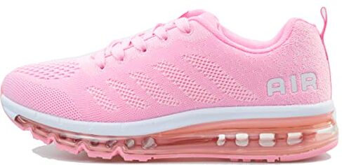 sotirsvs Uomo Donna Air Scarpe Running Sneakers da Ginnastica Corsa Casual da Fitness Scarpe da Tennis Jogging Sportive Bianco Rosa 42 EU