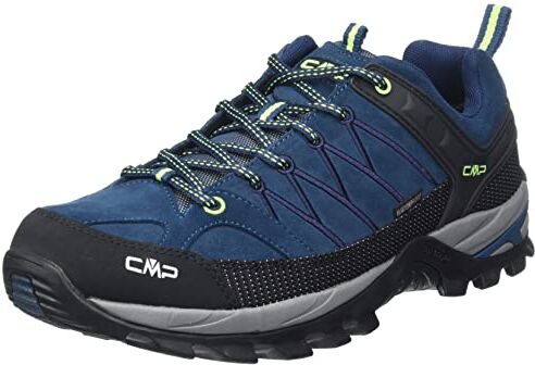 CMP RIGEL LOW TREKKING SHOES WP, Scarpe da Trekking Uomo, Blue Ink-Yellow Fluo, 40 EU