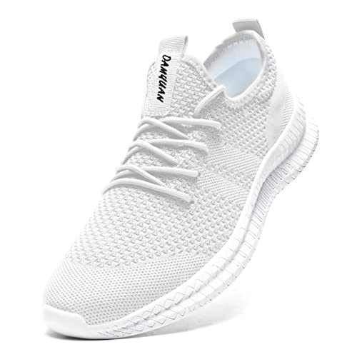 CAIQDM Scarpe Uomo Running Sneakers Eleganti Ginnastica Sportive Tennis Scarpe Outdoor Respirabile Sportiva Corsa Fitness Casual Jogging Calzature Bianco 39 EU