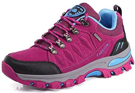 WOWEI Scarpe da Escursionismo Arrampicata Sportive All'aperto Impermeabili Traspiranti Trekking Sneakers da Donna Uomo,98018 Rosa Rossa,37 EU