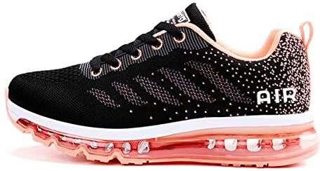 sotirsvs Uomo Donna Air Scarpe Running Sneakers da Ginnastica Corsa Casual da Fitness Scarpe da Tennis Jogging Sportive Arancio Nero 42 EU