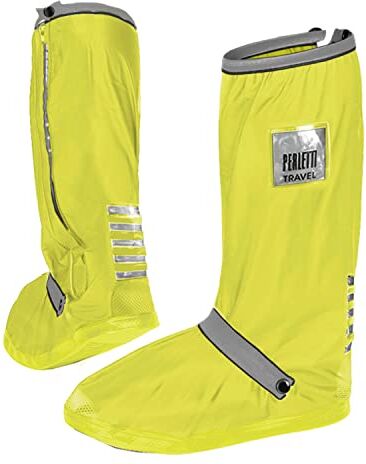 PERLETTI Copriscarpe Impermeabili Alti Gialli Copriscarpa Catarifrangenti Resistenti e Riutilizzabili Suola Antiscivolo Punta Tallone Rinforzati Galosce Pioggia Moto PVC (Giallo Fluo, M 40/42)