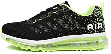 sotirsvs Uomo Donna Air Scarpe Running Sneakers da Ginnastica Corsa Casual da Fitness Scarpe da Tennis Jogging Sportive Verde Nero 44 EU