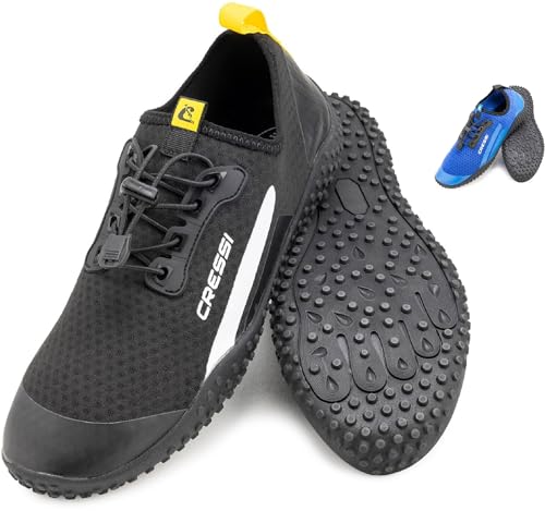 Cressi Sonar Shoes Scarpa Sportiva uso Acquatico Realizzata in Tessuto Microforato, Nero/Giallo, 38 EU, Unisex Adulto