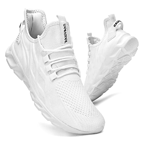 CAIQDM Scarpe Uomo Running Sneakers Eleganti Ginnastica Sportive Tennis Scarpe Outdoor Respirabile Sportiva Corsa Fitness Casual Jogging Calzature Bianco 41 EU