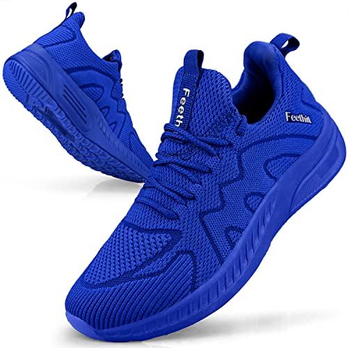 Feethit Sneakers Uomo Scarpe Running Corsa Ginnastica Camminata Casual Jogging Trekking Tennis Outdoor Fitness Sportive Palestra Scarpe da Lavoro Comode Leggere Traspiranti Blu 45 EU