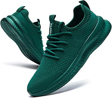 CAIQDM Scarpe Uomo Running Sneakers Eleganti Ginnastica Sportive Tennis Scarpe Outdoor Respirabile Sportiva Corsa Fitness Casual Jogging Calzature Verde Scuro 39 EU